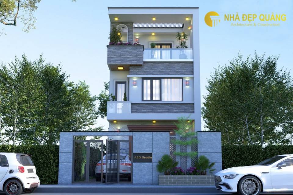 Mẫu thiết kế mặt tiền nhà phố 6m 3 tầng với 4 phòng ngủ