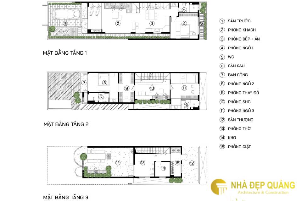 Mẫu mặt tiền nhà phố 6m 3 tầng dài 25m 