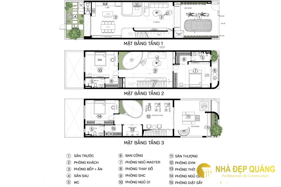 Mẫu mặt tiền nhà phố 6m 3 tầng đẹp, tiện nghi