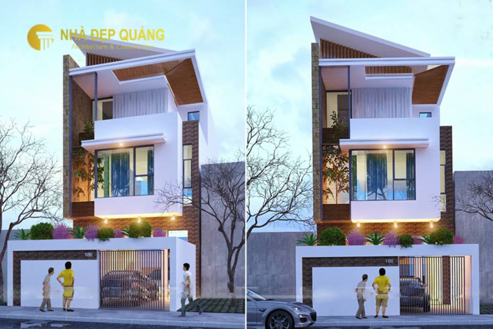 Mẫu nhà phố mặt tiền 6m 3 tầng thiết kế độc đáo, sang trọng