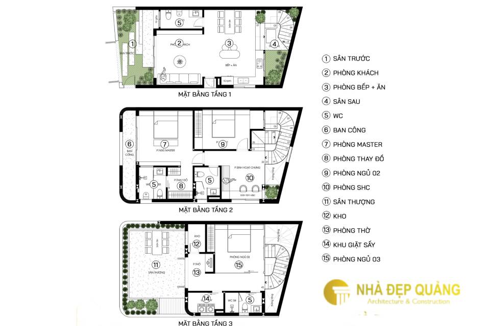 Mẫu nhà phố mặt tiền 6m 3 tầng thiết kế độc đáo, sang trọng