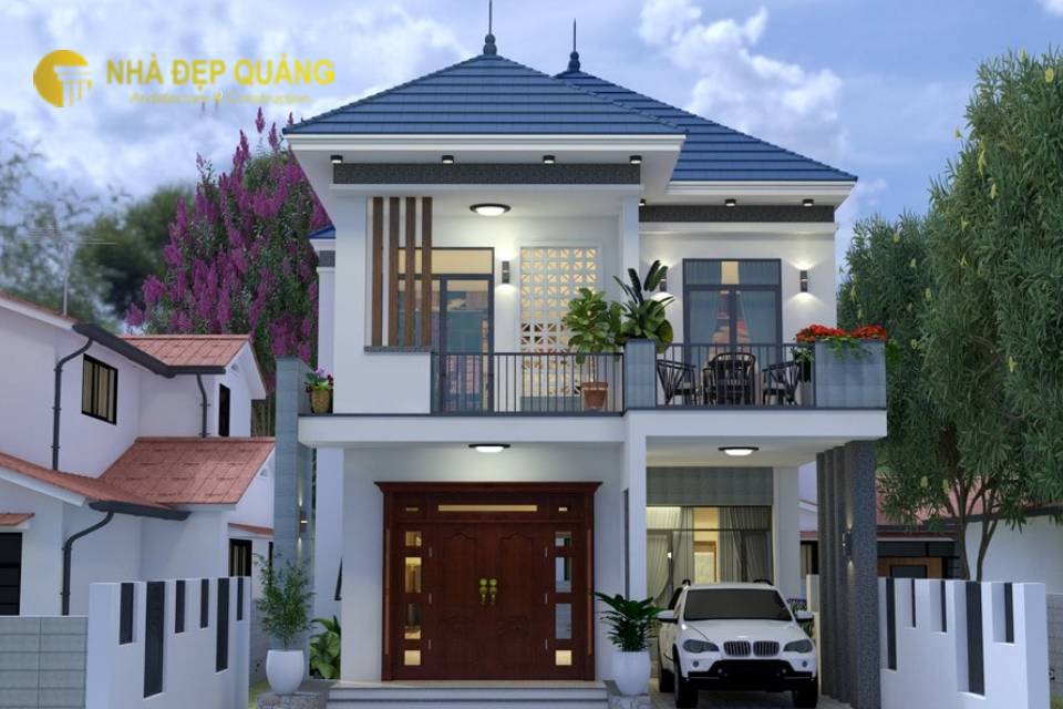 Mẫu nhà phố mặt tiền 8m 2 tầng có gara ô tô