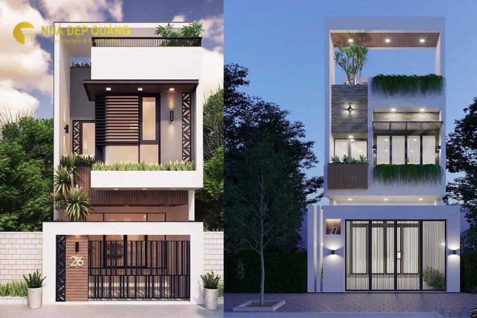 Mẫu nhà phố 2 tầng 5x15m mái bằng hiện đại