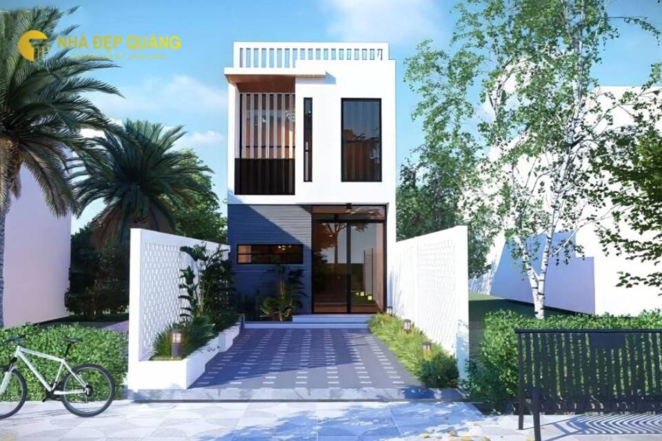 Mẫu nhà phố 2 tầng 5x15m mái bằng hiện đại