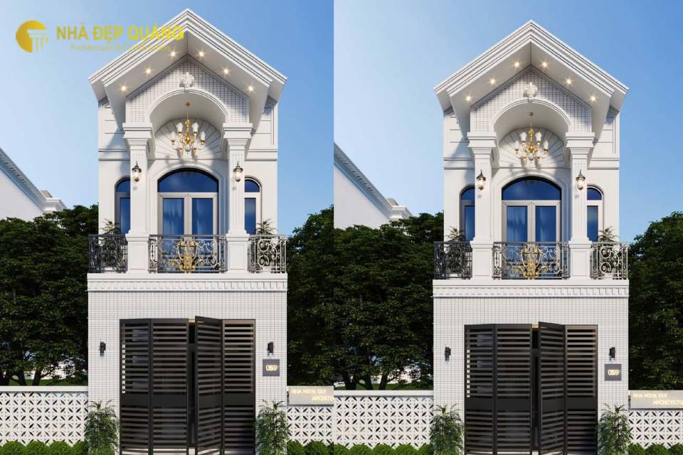 Mẫu nhà phố 2 tầng 5x15 phong cách tân cổ điển