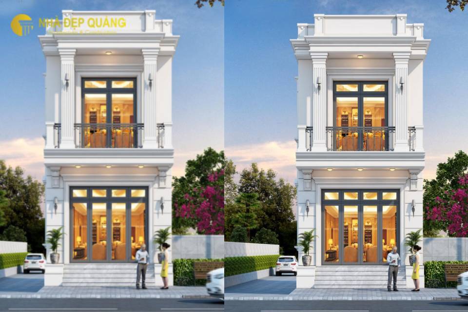 Mẫu nhà phố 2 tầng 5x15 phong cách tân cổ điển