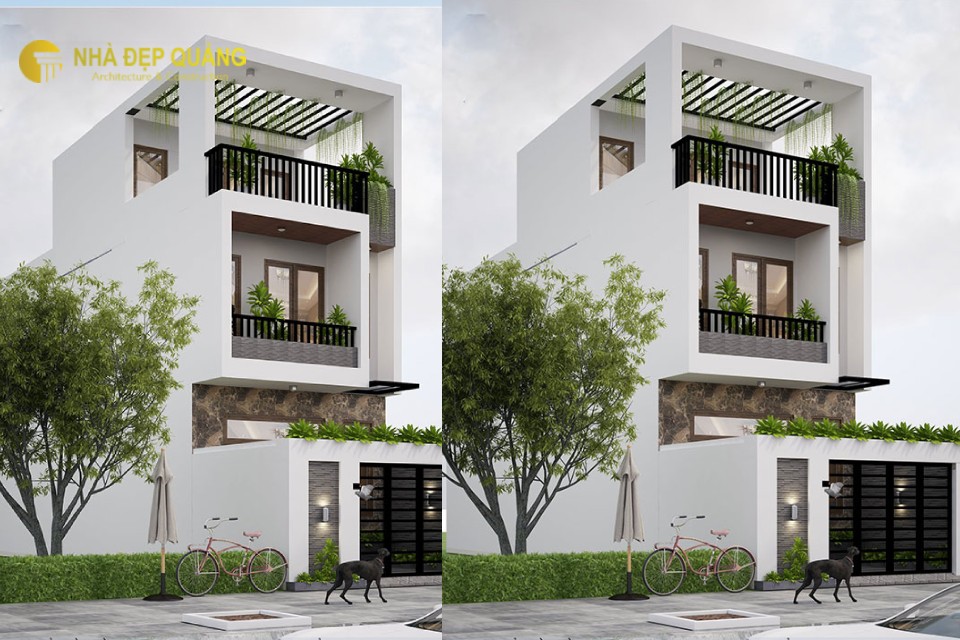 Mẫu thiết kế nhà phố 2 tầng 1 tum với 4 phòng ngủ