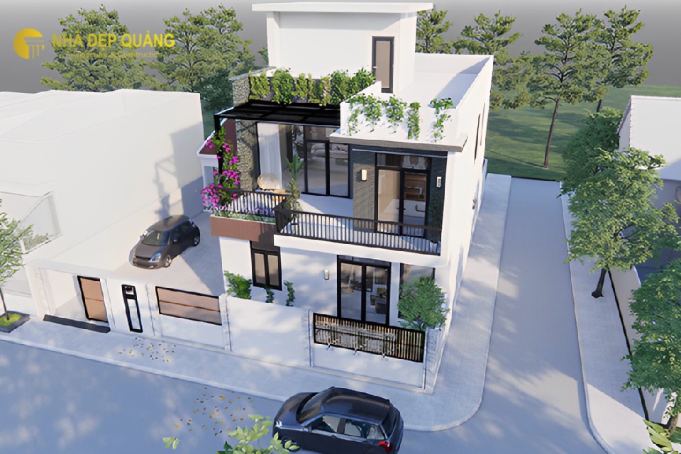 Mẫu thiết kế nhà phố 2 tầng 1 tum với 4 phòng ngủ