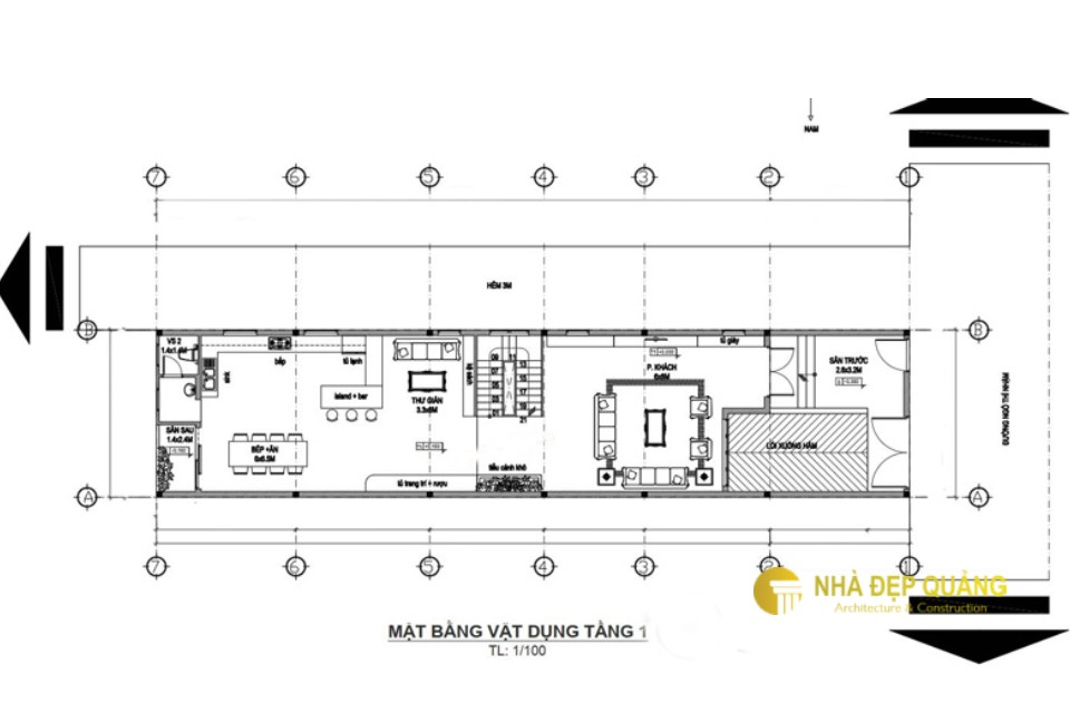Mẫu nhà phố 2 tầng 1 tum với mái thái ấn tượng