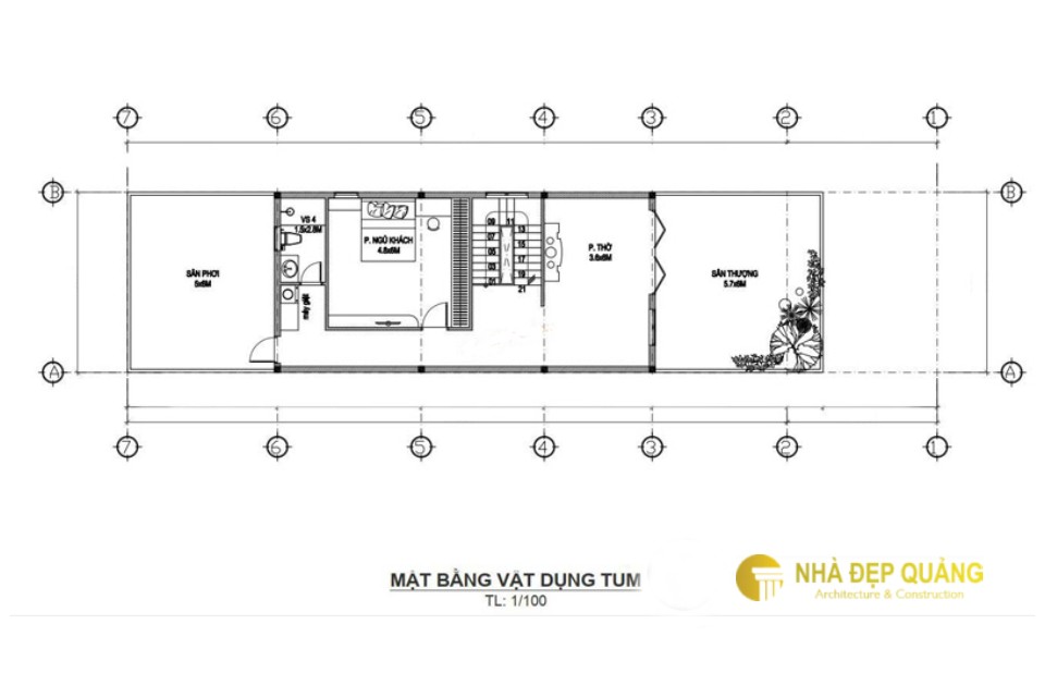 Mẫu nhà phố 2 tầng 1 tum với mái thái ấn tượng