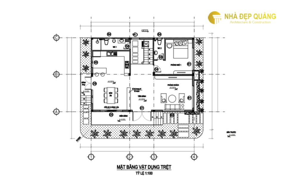 Mẫu nhà phố 2 tầng 1 tum với mái bằng hiện đại