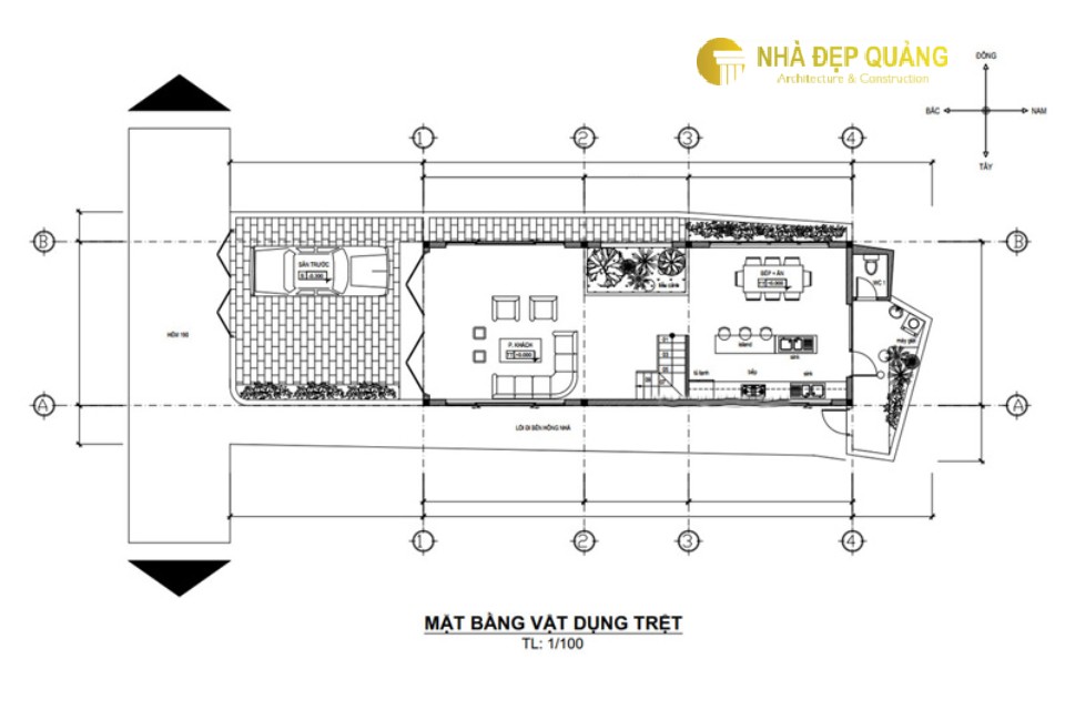 Mặt bằng công năng tầng trệt