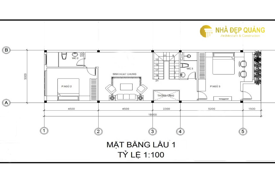 Mặt bằng công năng lầu 1