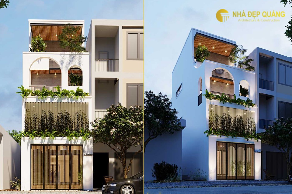 Một số mẫu thiết kế nhà phố 2 tầng 1 tum