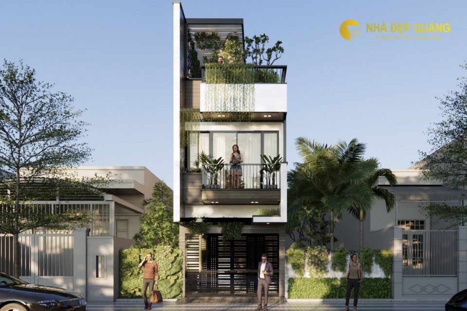 Một số mẫu thiết kế nhà phố 2 tầng 1 tum
