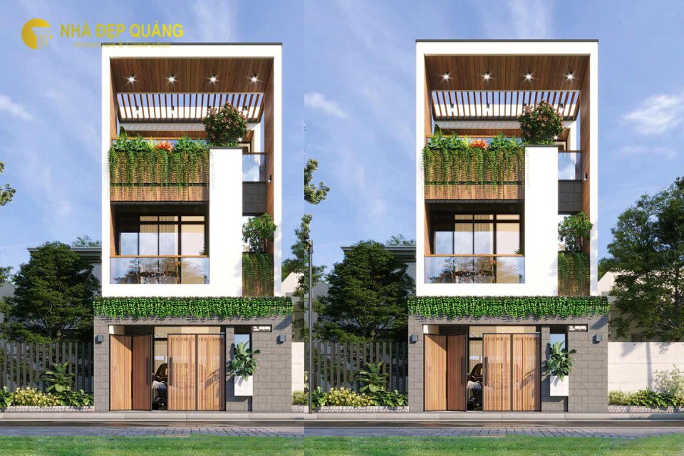 Mẫu thiết kế nhà phố 2 tầng 1 tum hiện đại, sang trọng