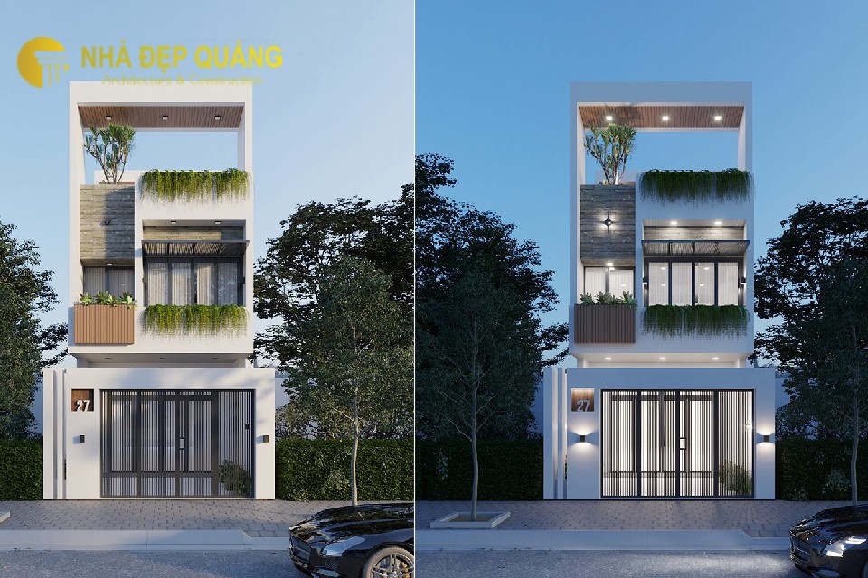 Mẫu nhà phố 2 tầng 1 tum