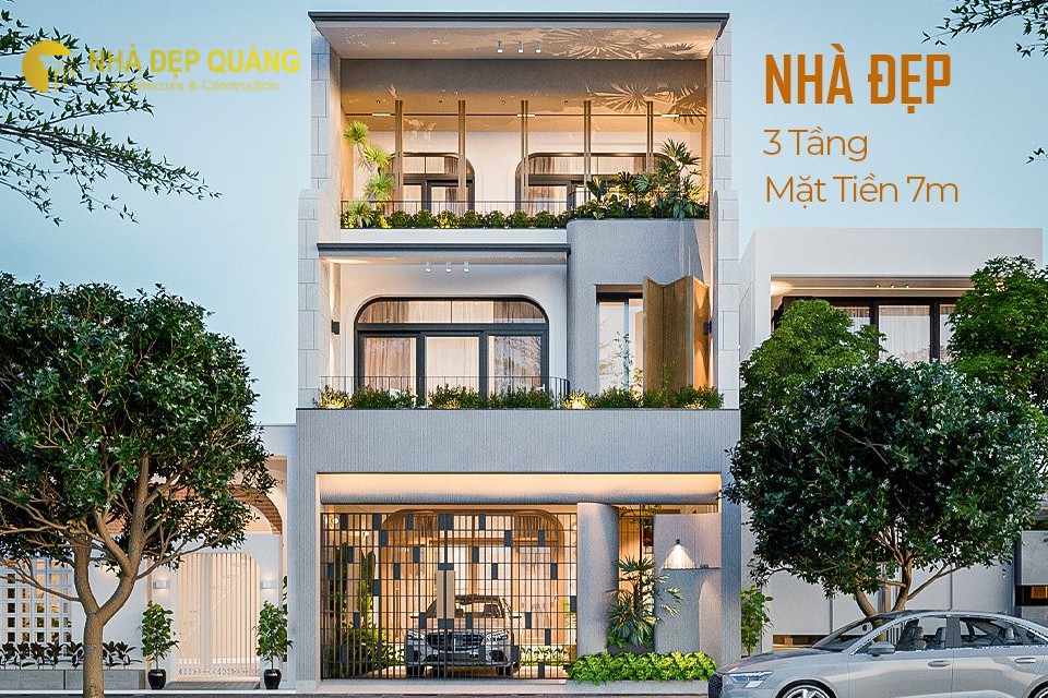 Thiết kế nhà phố 3 tầng mặt tiền 7m