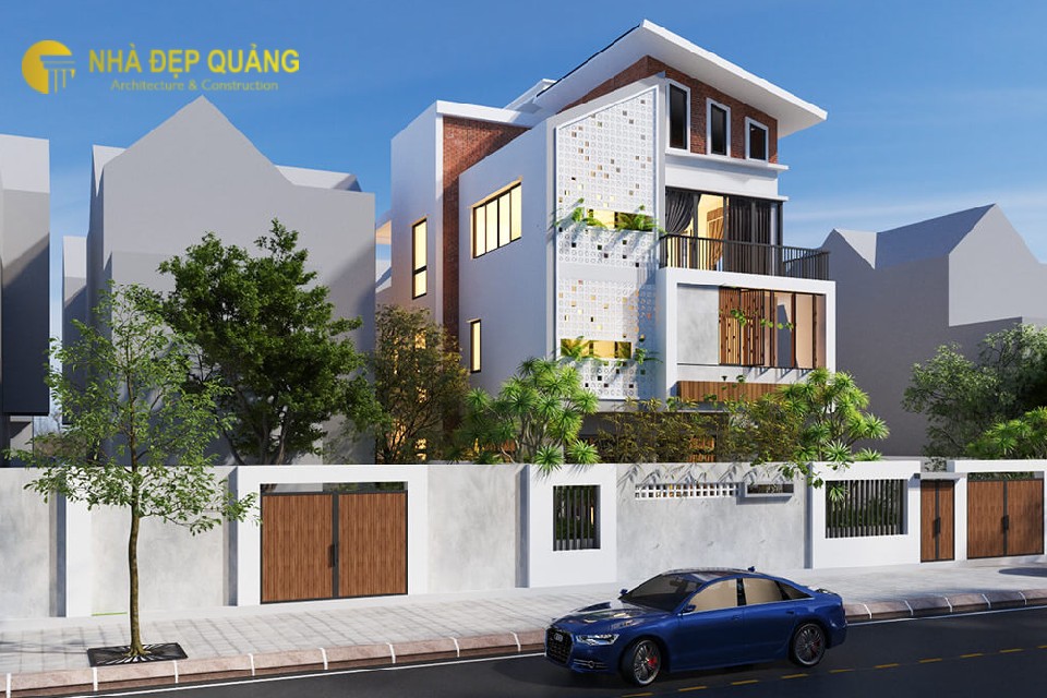 Thiết kế nhà phố 3 tầng mái lệch