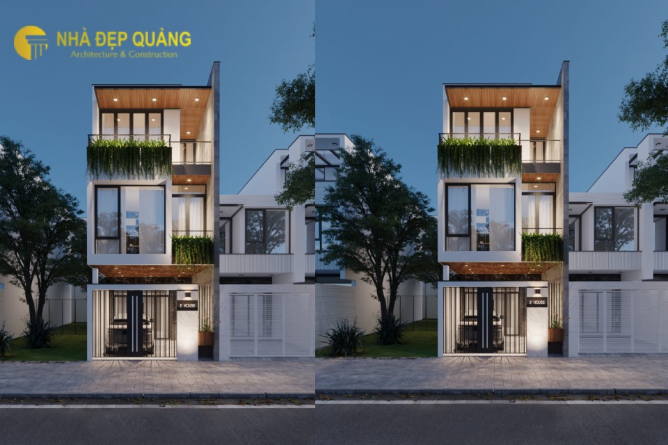 Nhà phố đẹp 3 tầng mái bằng