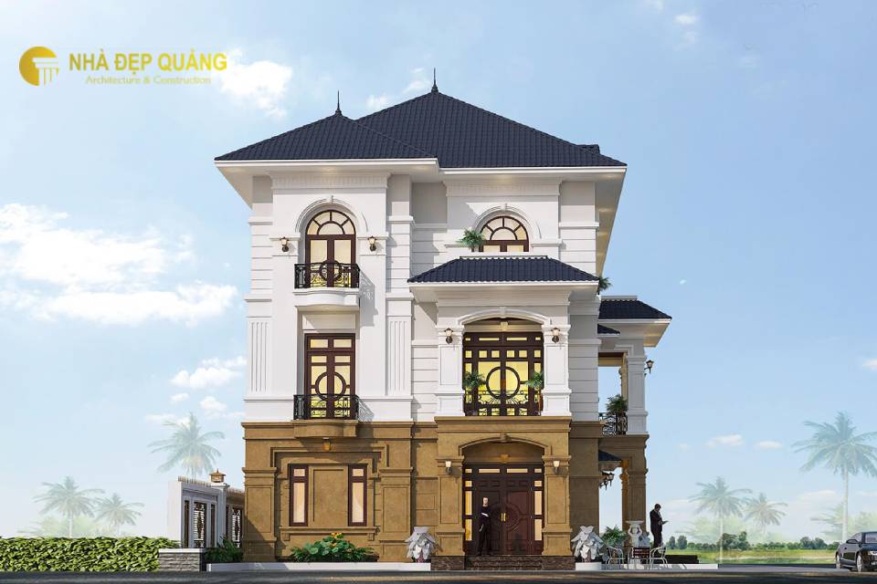 Mẫu nhà 3 tầng tân cổ điển mái Nhật