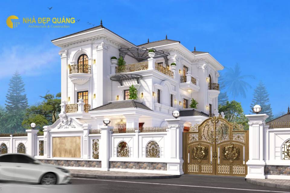 Mẫu nhà 3 tầng tân cổ điển mái Nhật