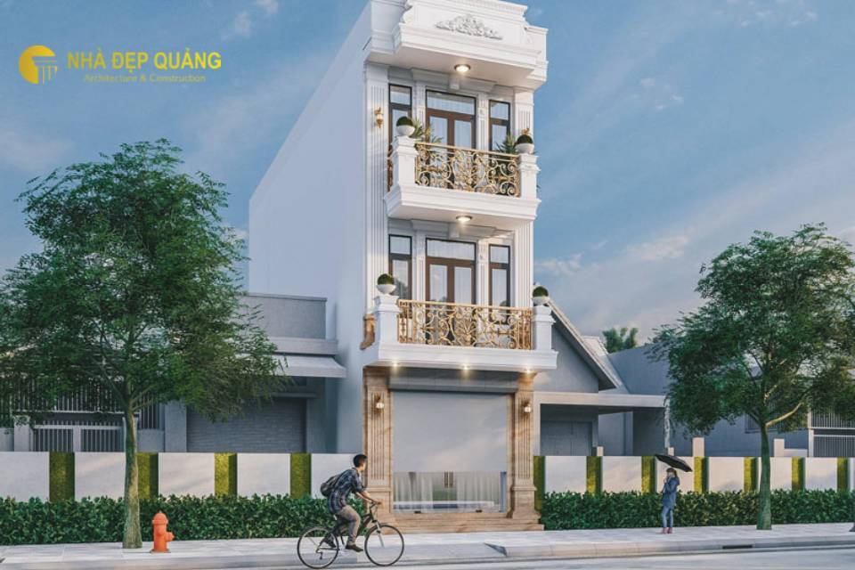 Mẫu nhà 3 tầng tân cổ điển mái bằng