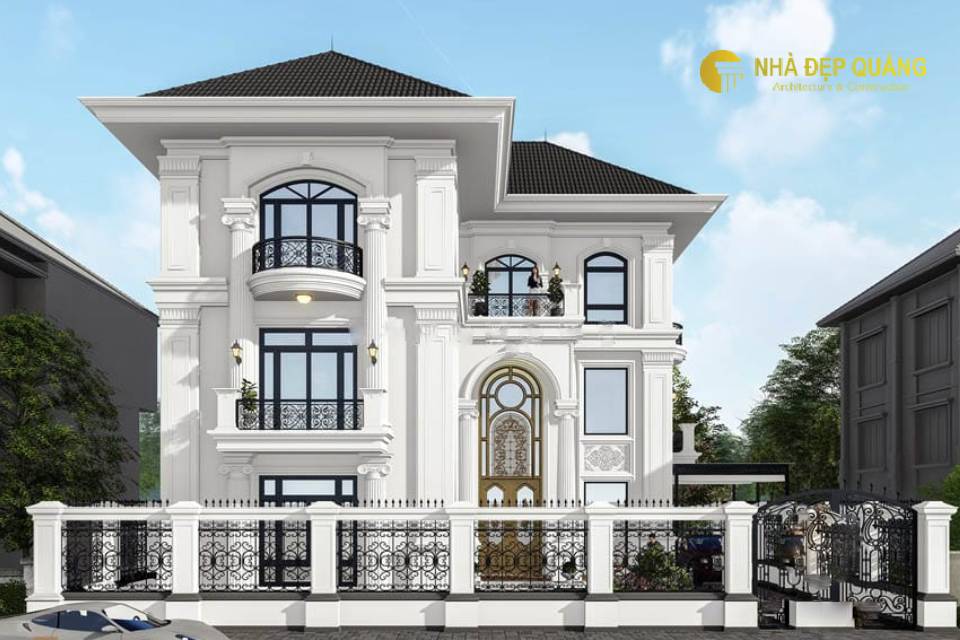 Mẫu nhà 3 tầng tân cổ điển chữ L