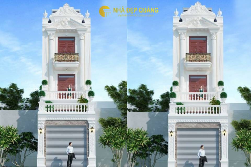 Mẫu nhà 3 tầng tân cổ điển có phòng thờ