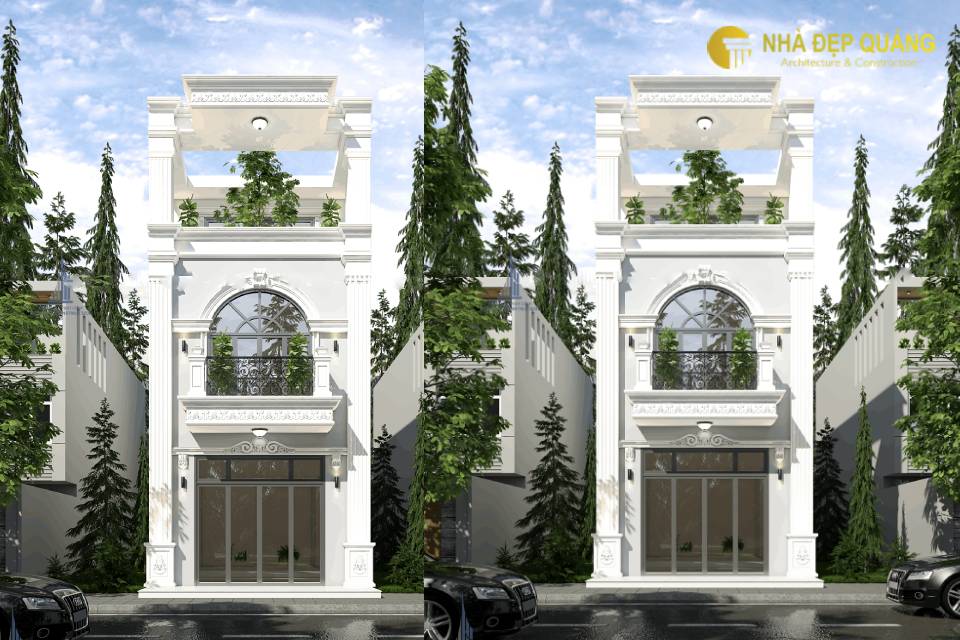 Mẫu nhà 3 tầng tân cổ điển mặt tiền 5m
