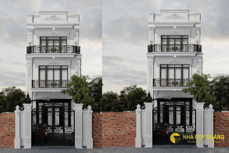 Mẫu nhà 3 tầng tân cổ điển mặt tiền 6m