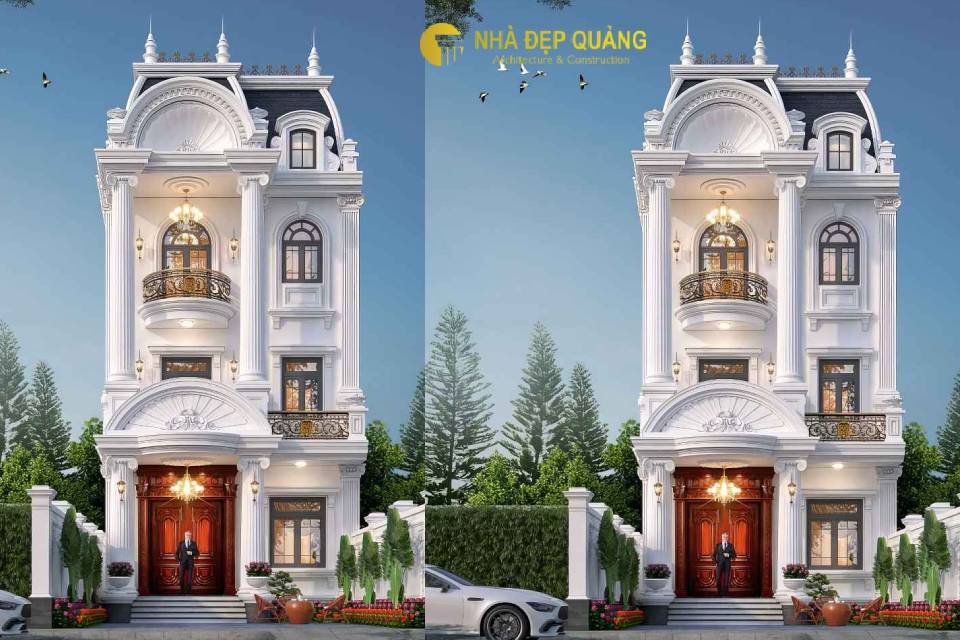 Mẫu nhà 3 tầng tân cổ điển mặt tiền 7m