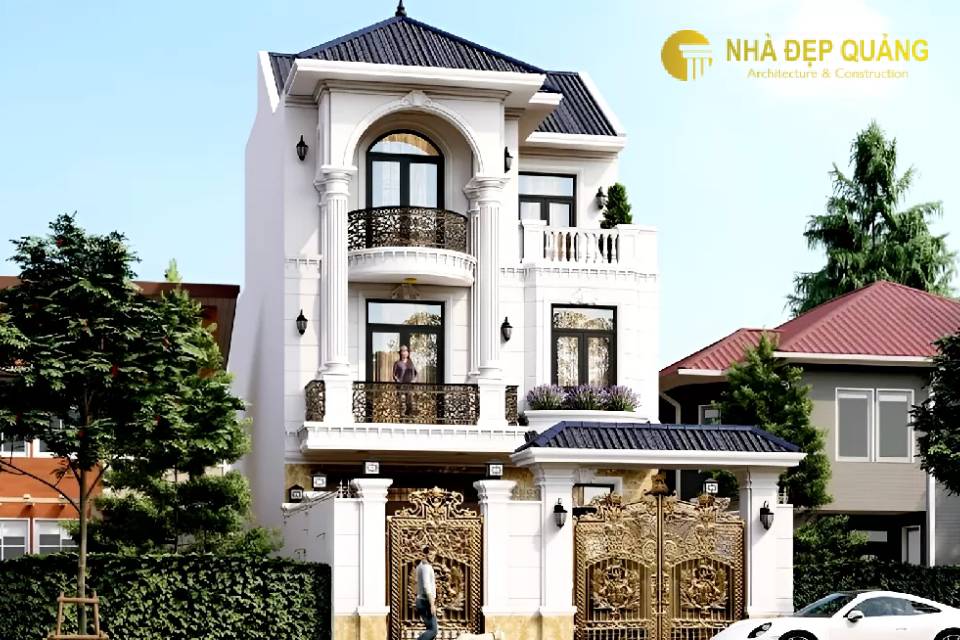 Mẫu nhà 3 tầng tân cổ điển mặt tiền 7m