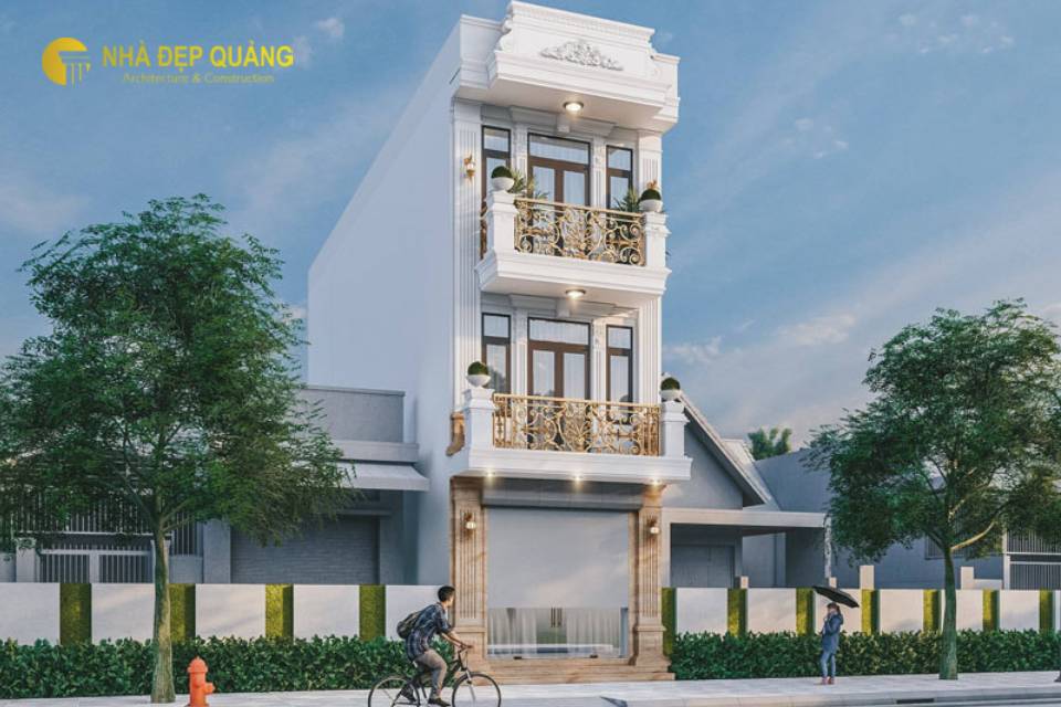 Mẫu nhà 3 tầng tân cổ điển với 1 mặt tiền