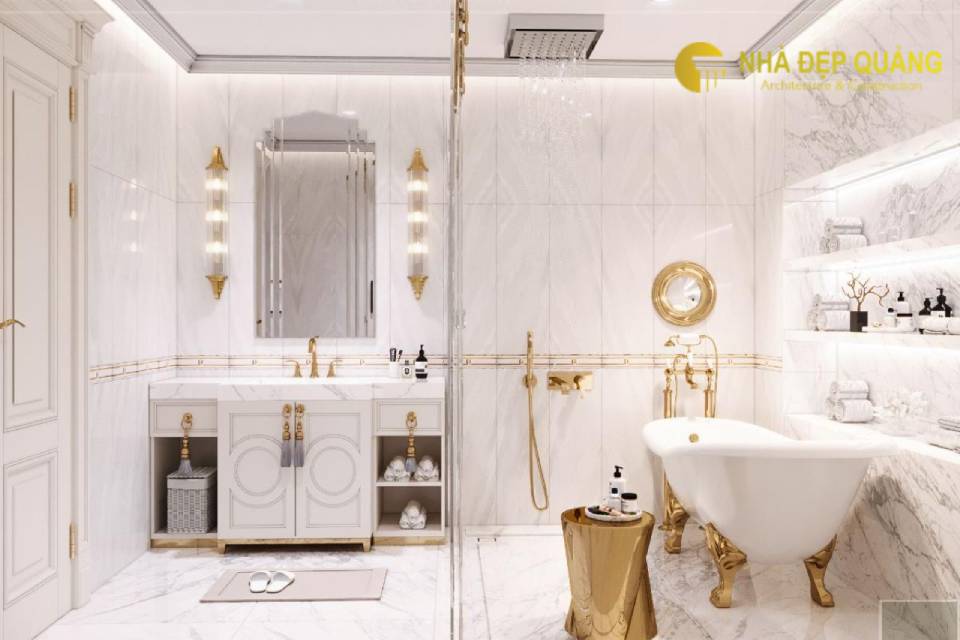 Thiết kế nội thất phòng tắm nhà 3 tầng tân cổ điển