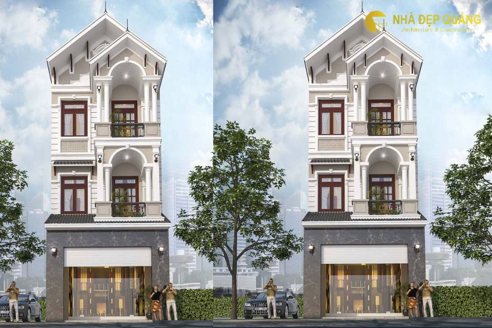 Mẫu nhà 3 tầng tân cổ điển mái Thái