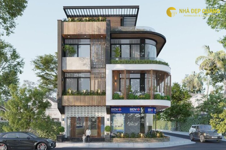 Mẫu nhà phố 2 mặt tiền lô góc kết hợp ở và kinh doanh