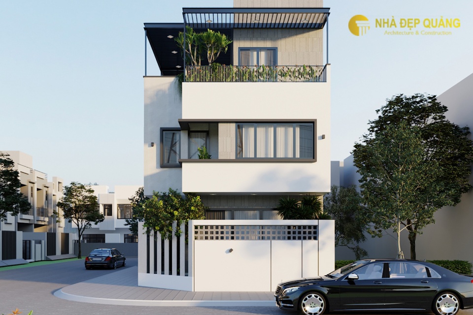 Mẫu nhà phố 2 mặt tiền phong cách hiện đại
