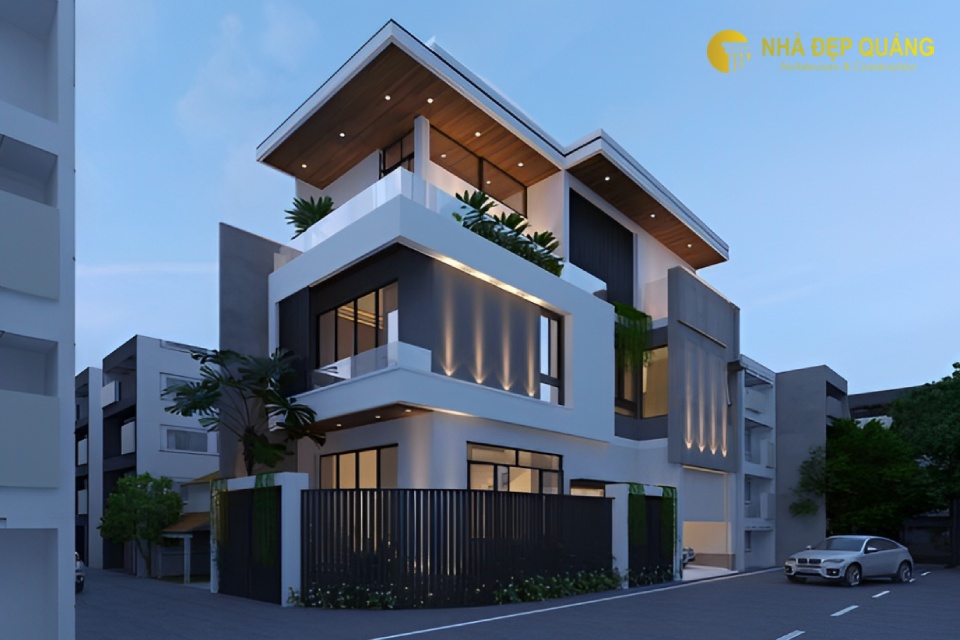 Mẫu nhà phố 2 mặt tiền phong cách hiện đại