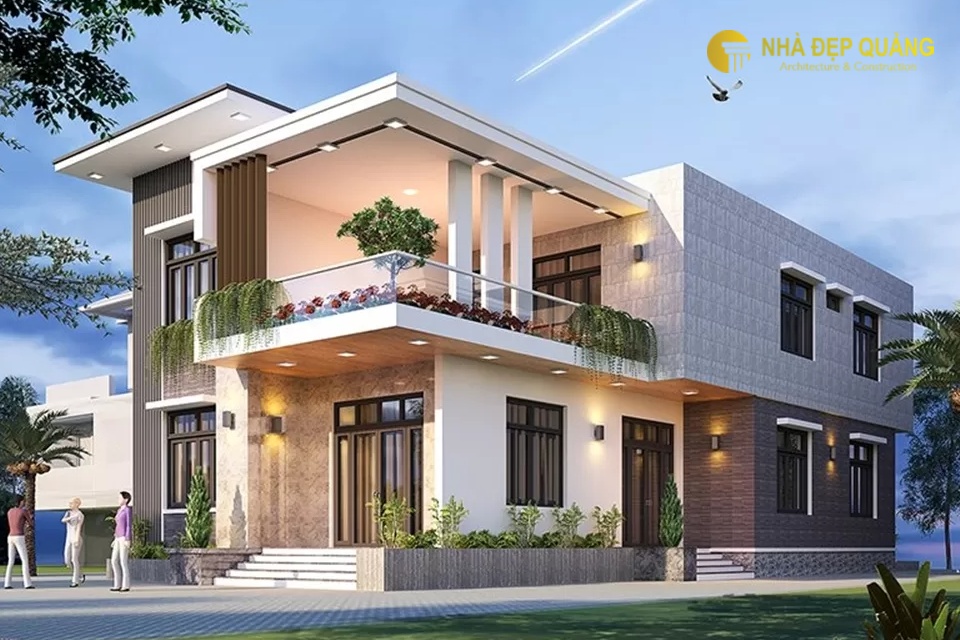 Mẫu nhà phố 2 mặt tiền 2 tầng