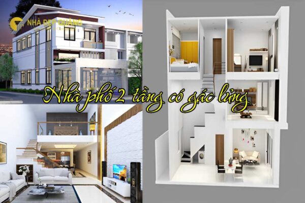 nhà phố 2 tầng có gác lửng