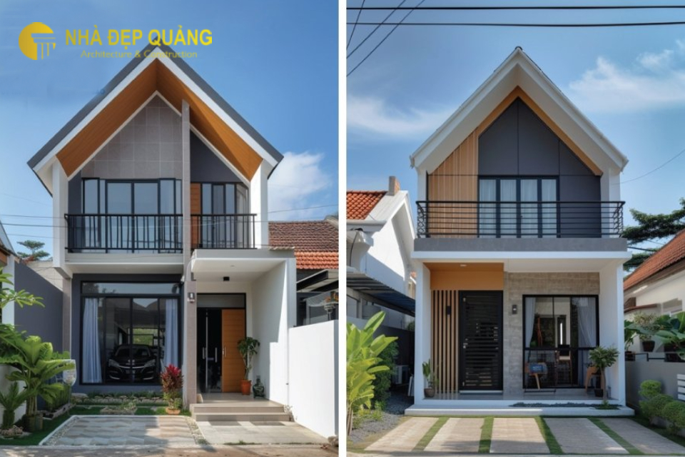 Mẫu nhà phố 2 tầng mái thái 5x20m với sân vườn