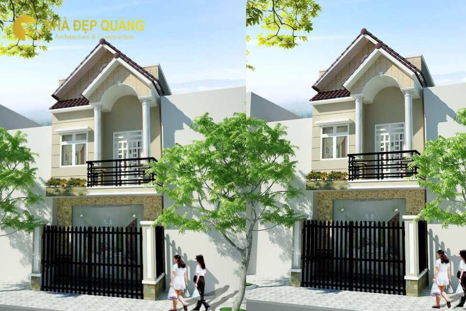 Mẫu nhà phố 2 tầng mái thái 5x20m với sân vườn