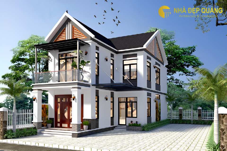 Mẫu nhà phố 2 tầng mái thái 5x20m 2 mặt tiền