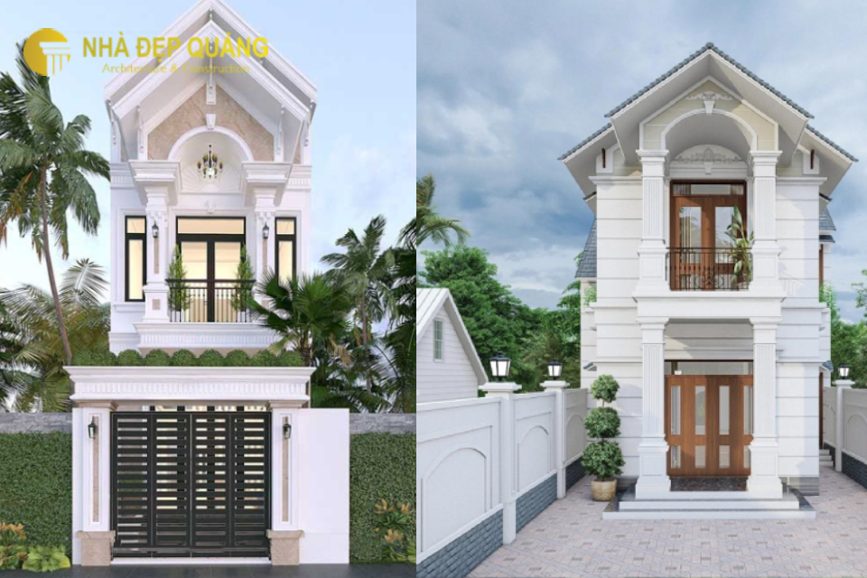 Mẫu nhà phố 2 tầng 5x20m mái thái phong cách tân cổ điển