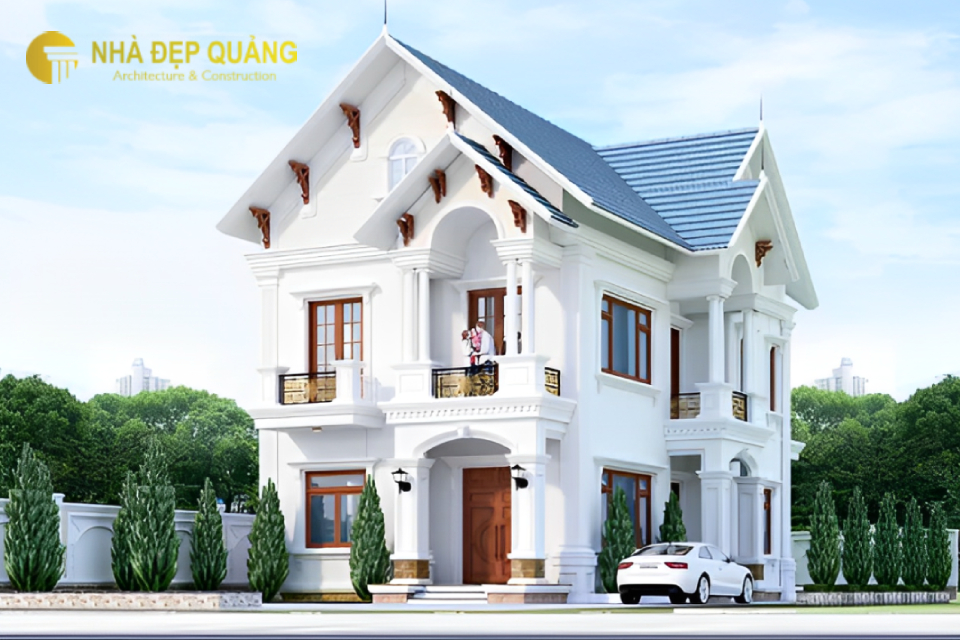 Mẫu nhà phố 2 tầng 5x20m mái thái phong cách tân cổ điển