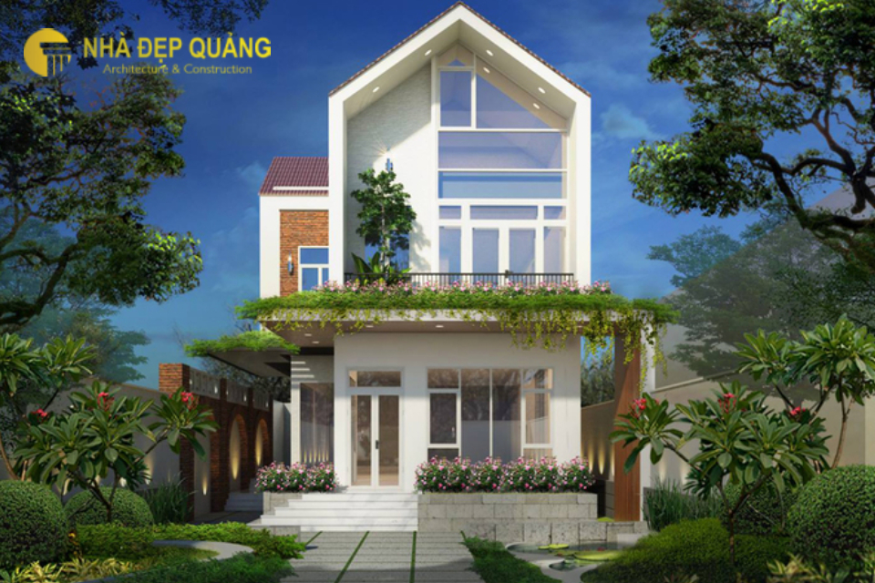 Mẫu nhà phố 2 tầng mái thái 5x20m với sân vườn