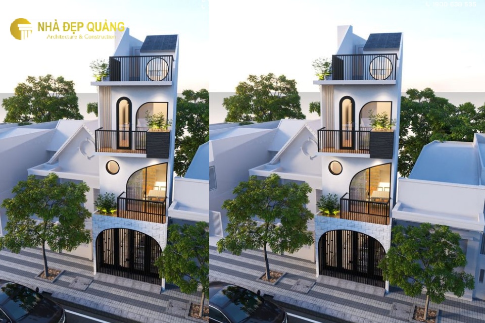 Thiết kế nhà phố 2 mặt tiền 6x20m hiện đại với tông màu sáng